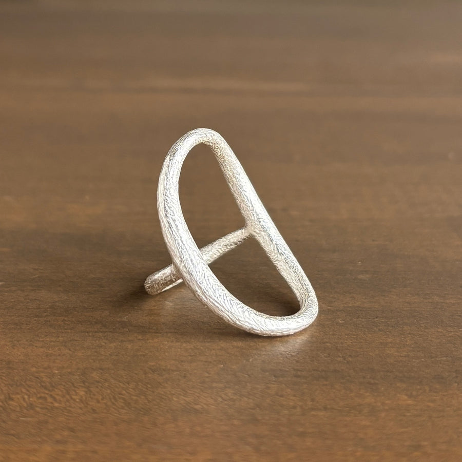 Large Silver Tapered Oval Ring