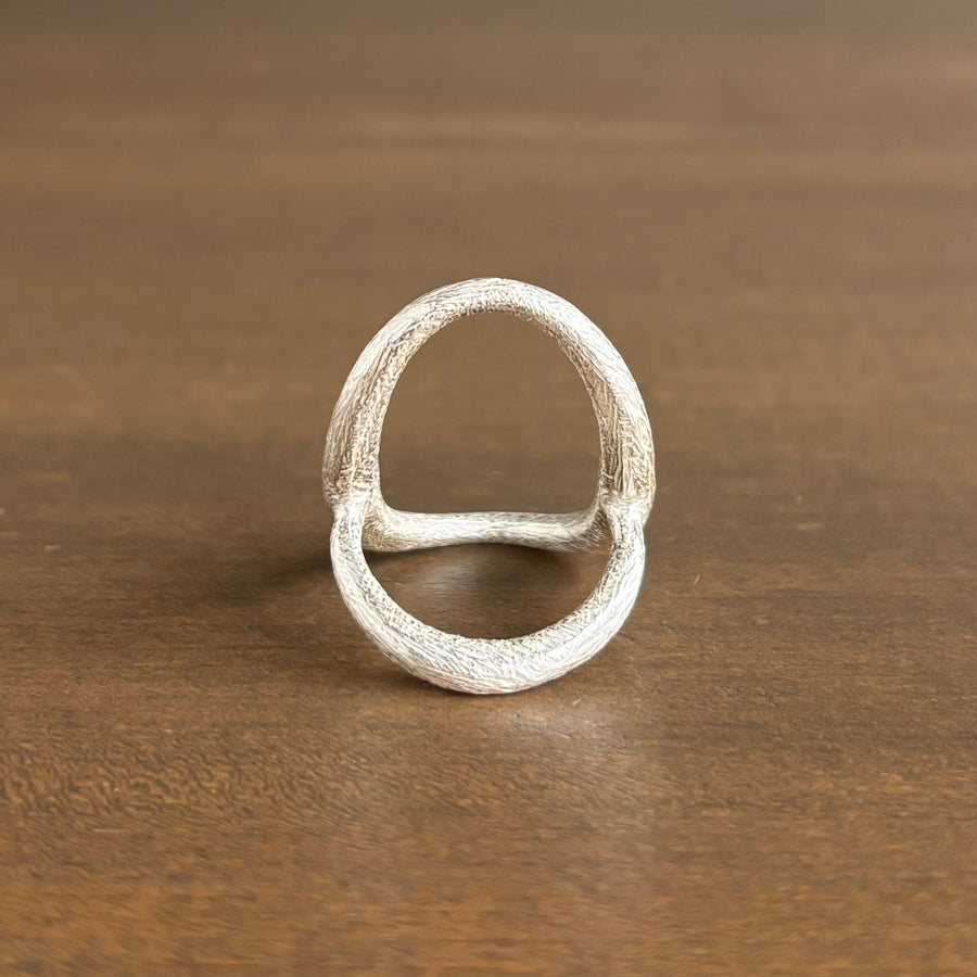 Large Silver Tapered Oval Ring