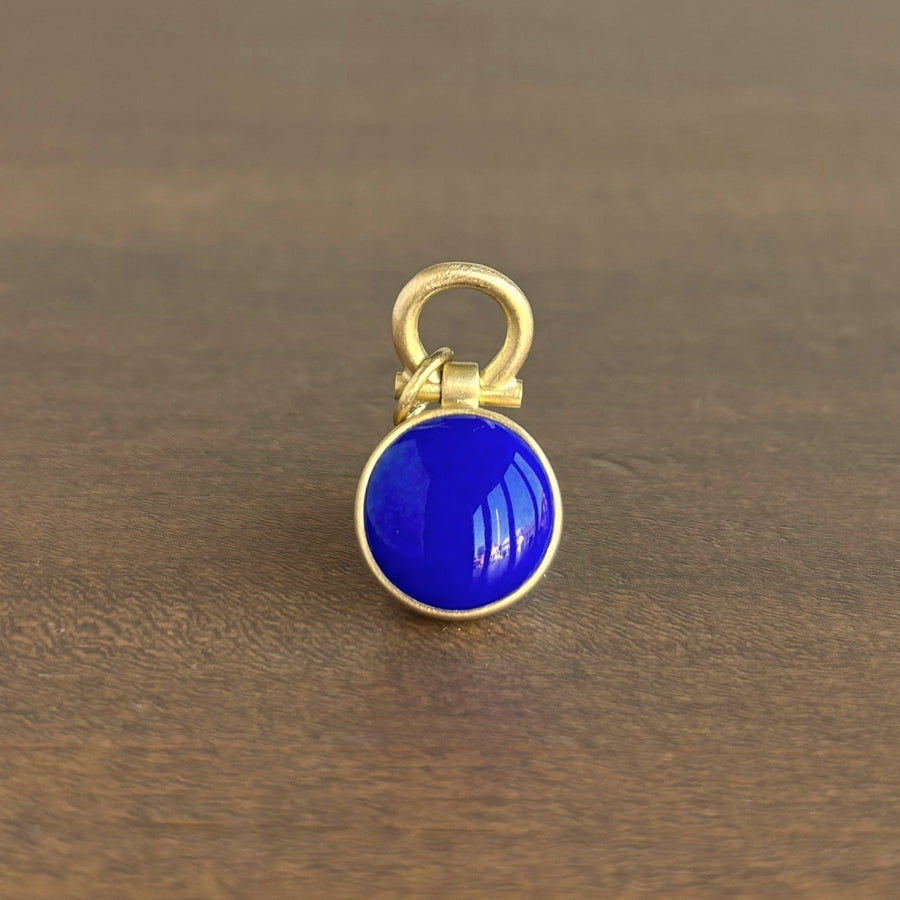 Round 18k Gold & Lapis Lazuli Cabochon Pendant