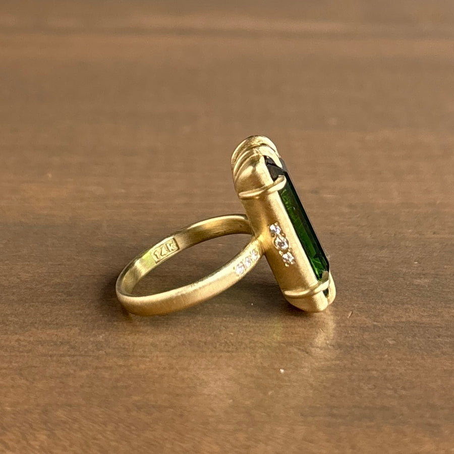 Cloud's Edge Watermelon Tourmaline & Diamond Vanity Ring