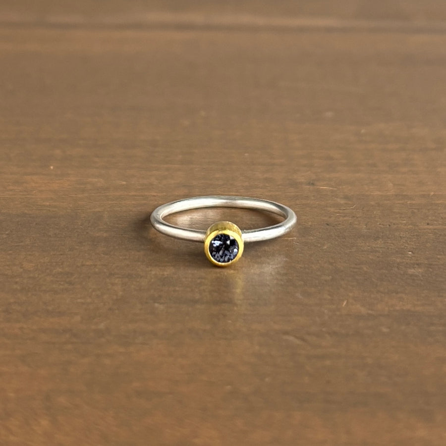 Purple Faceted Round Spinel Ring