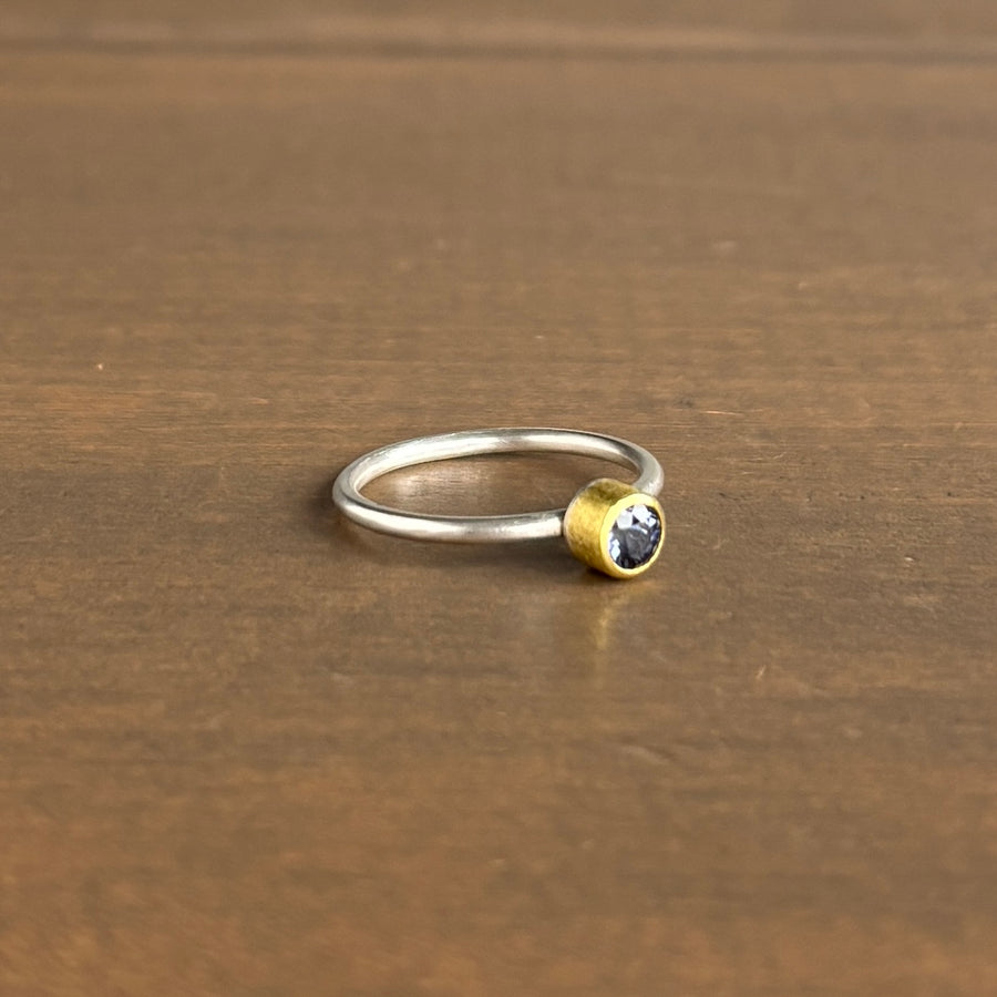 Purple Faceted Round Spinel Ring