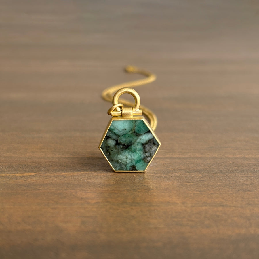 Marbled Emerald Hexagon Pendant
