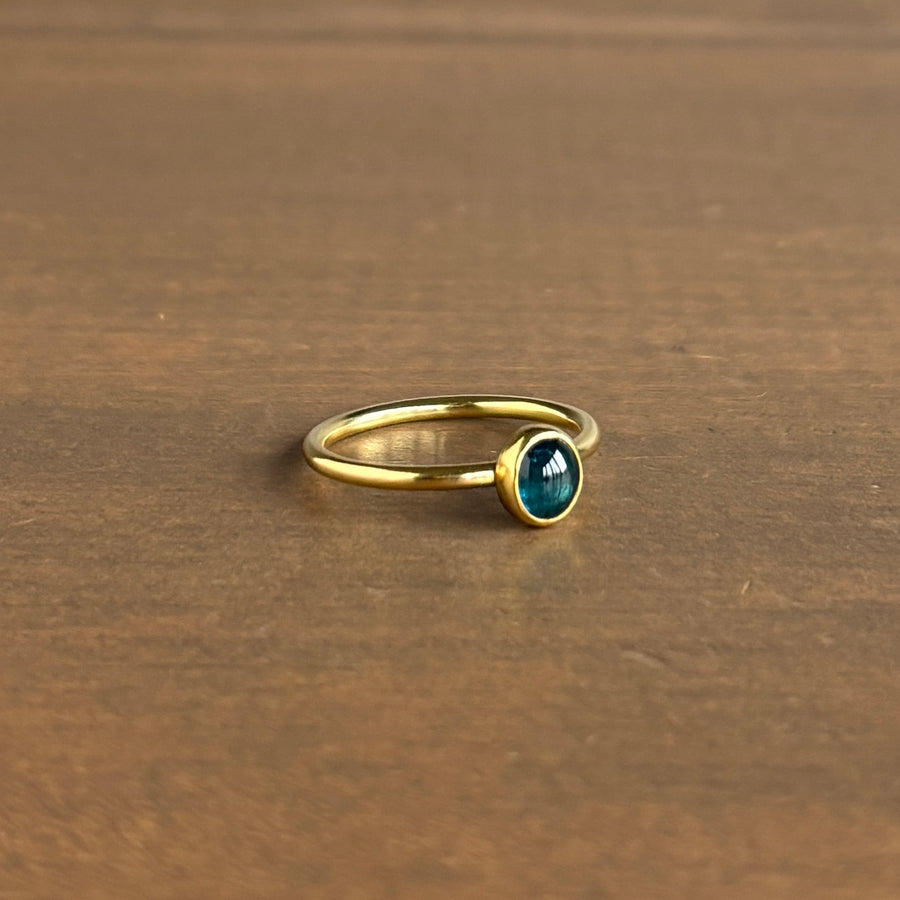 Blue Oval Tourmaline Cabochon Ring