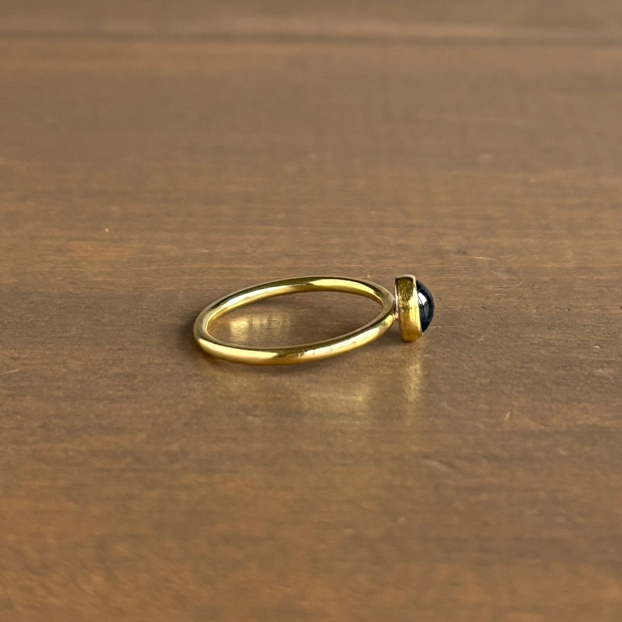 Blue Oval Tourmaline Cabochon Ring