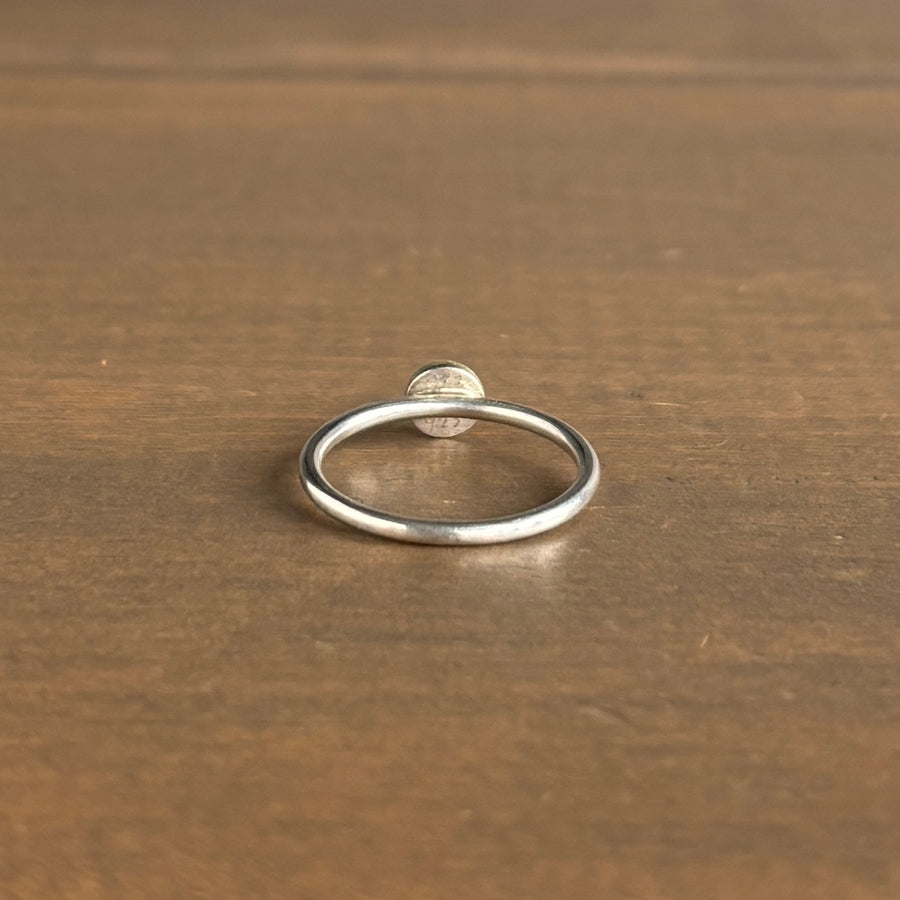 Round Light Blue Rose Cut Sapphire Ring