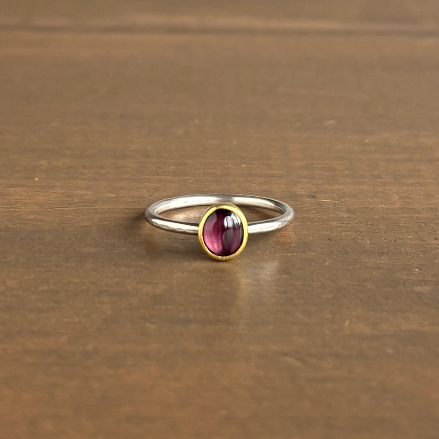 Oval Maroon Spinel Cabochon Ring