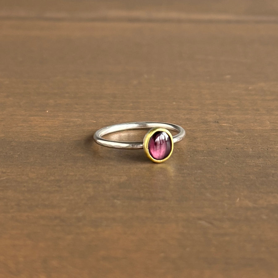 Oval Maroon Spinel Cabochon Ring