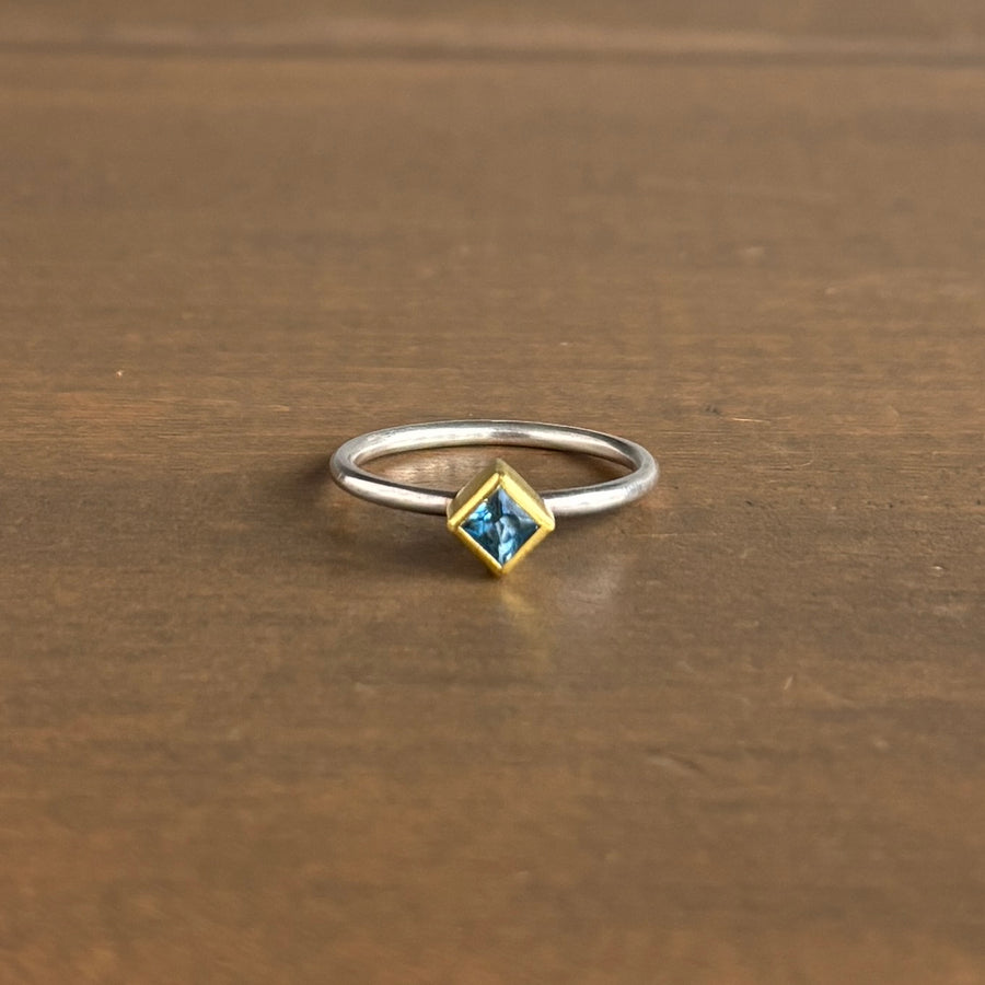 Aquamarine Cube Ring