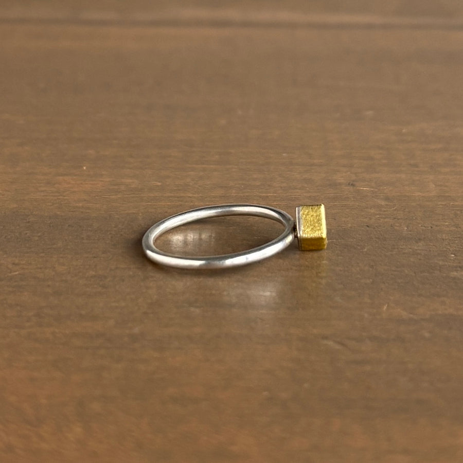 Aquamarine Cube Ring