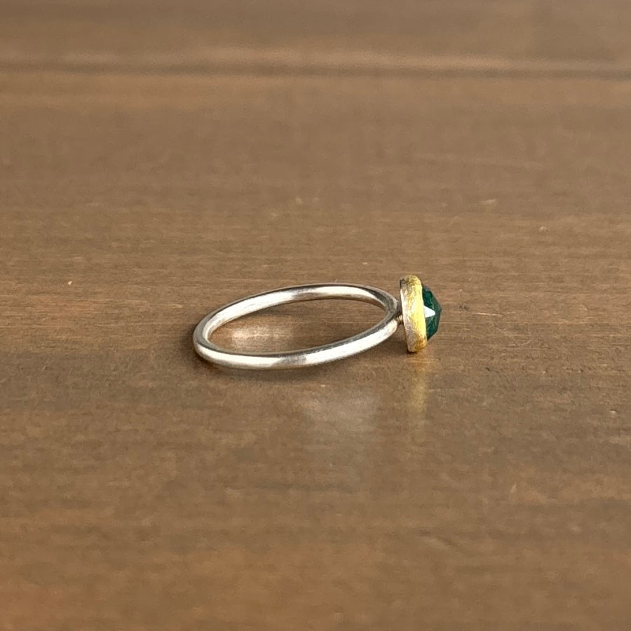 Blue Round Rose Cut Tourmaline Ring