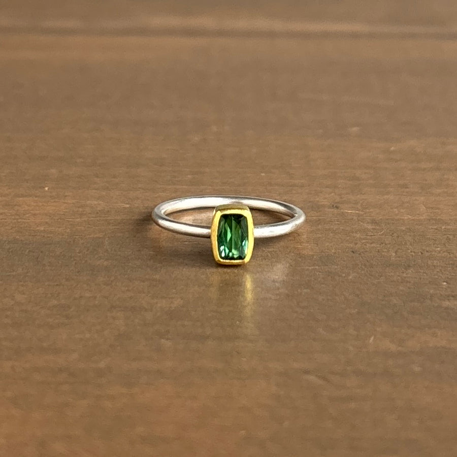 Green Tourmaline Cushion Ring