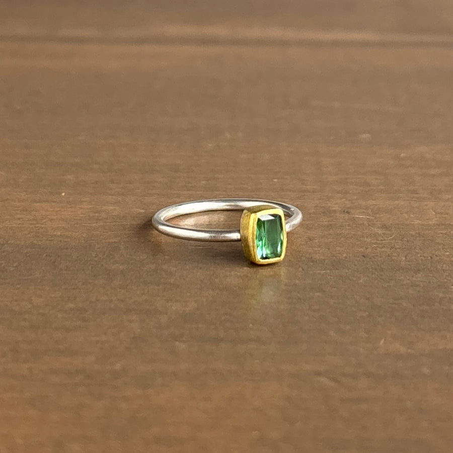 Green Tourmaline Cushion Ring