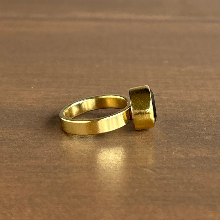 Faceted Oval Forest Green Tourmaline Ring