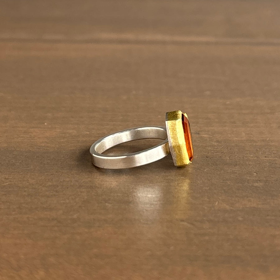 Citrine, Tourmaline, & Diamond Cluster Ring