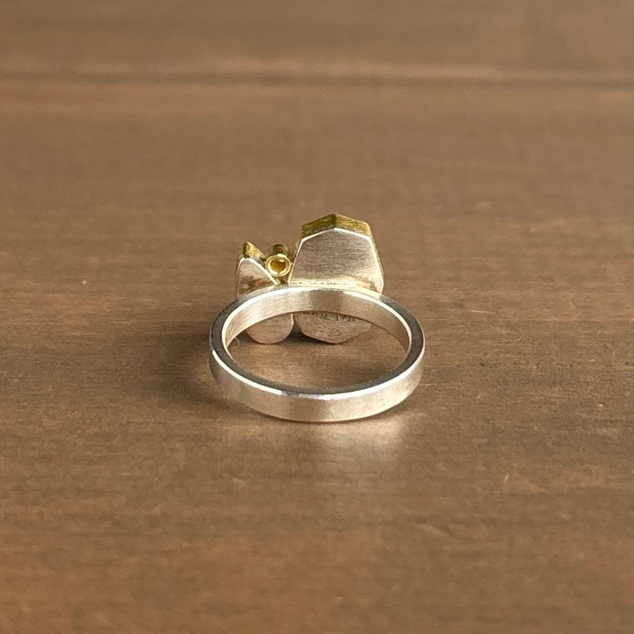 Citrine, Tourmaline, & Diamond Cluster Ring