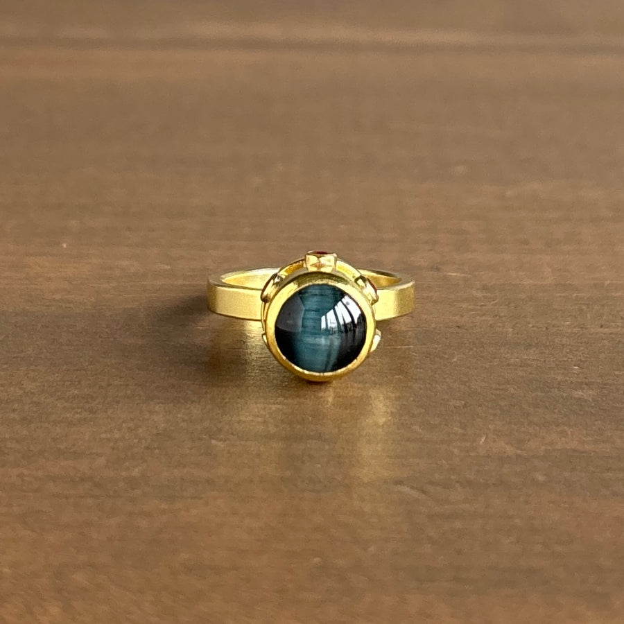 Cat's Eye Tourmaline & Orange Sapphire Ring