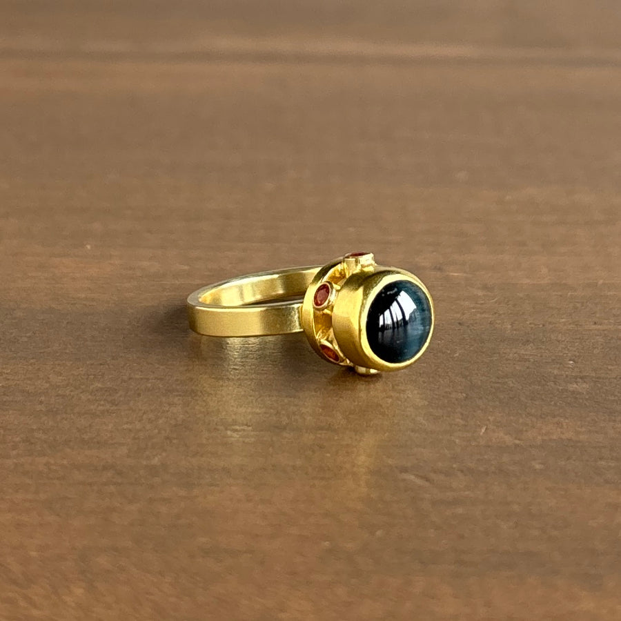Cat's Eye Tourmaline & Orange Sapphire Ring