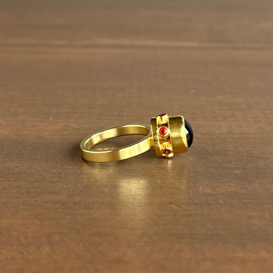 Cat's Eye Tourmaline & Orange Sapphire Ring