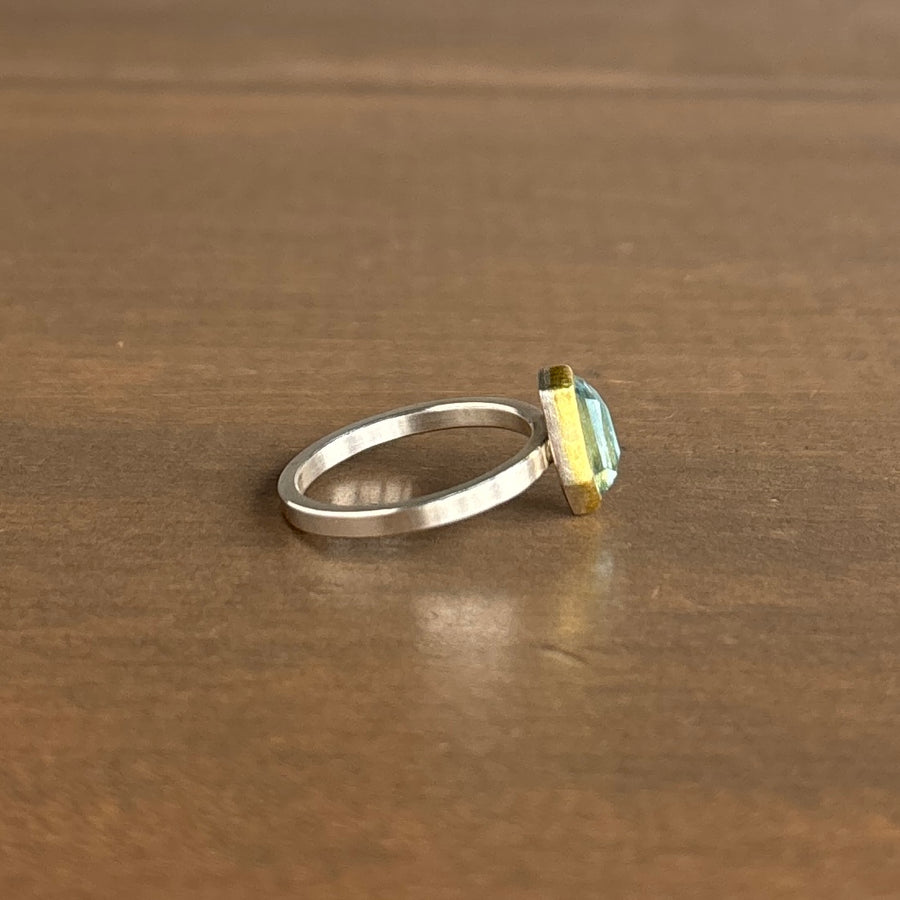 Geometric Aquamarine Ring