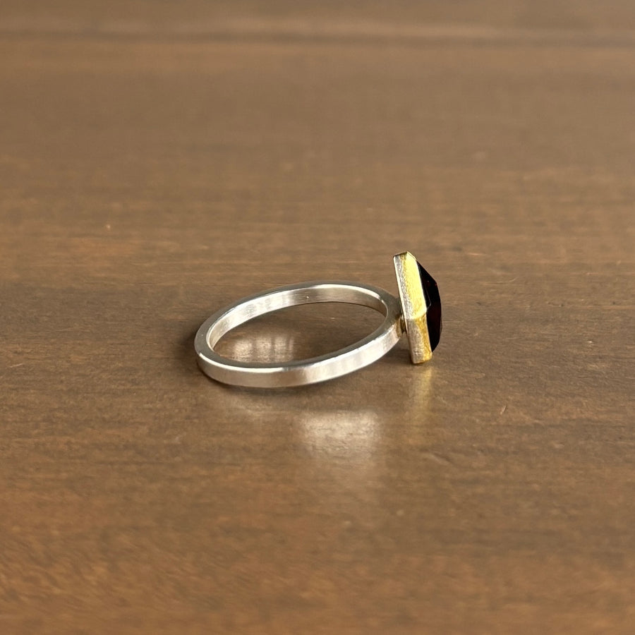 Geometric Rhodolite Garnet Ring