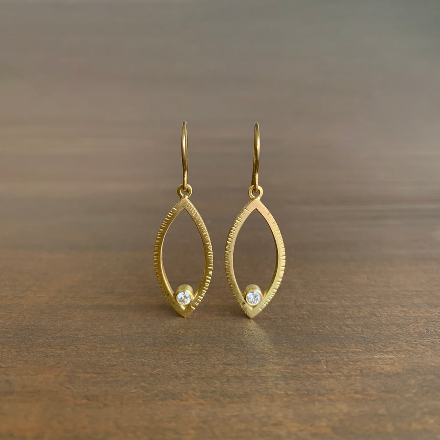 Gold Marquise Earrings with Diamonds