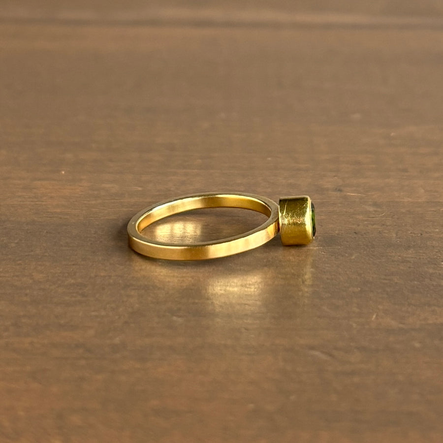 Round Faceted Green Tourmaline Ring