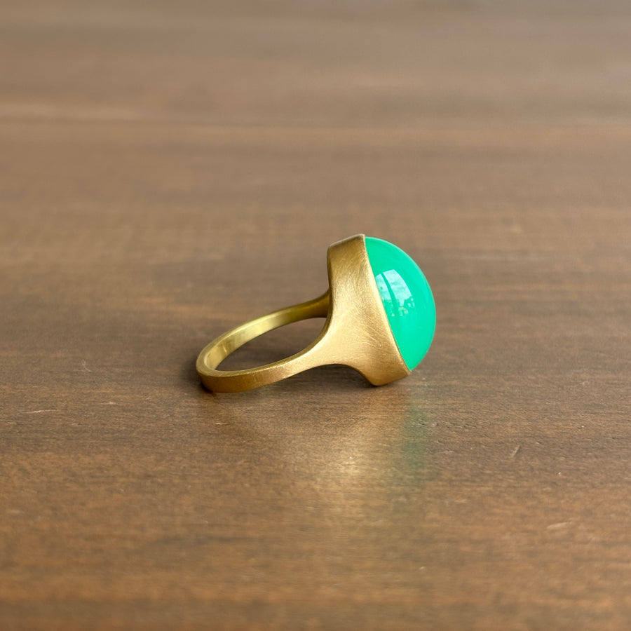 Darker Oval Chrysoprase Cast Ring