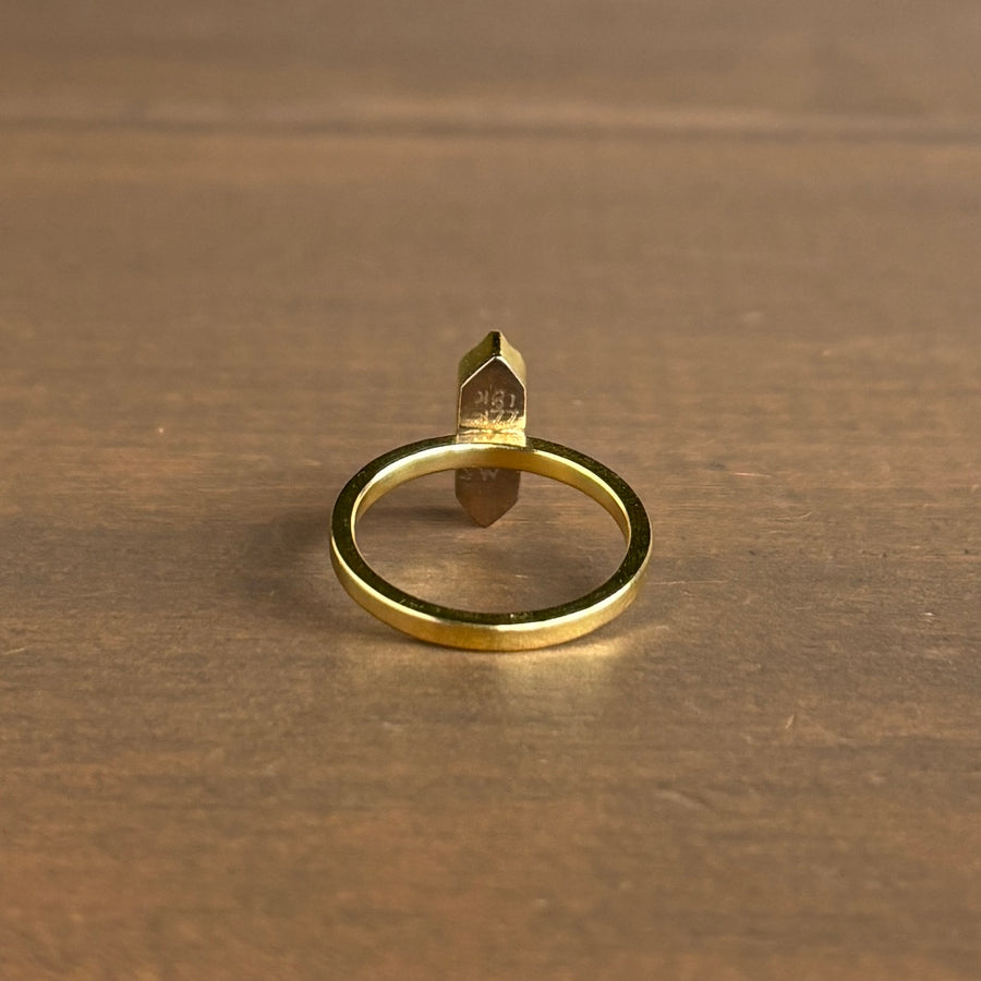 Long Green Tourmaline Hexagon Ring