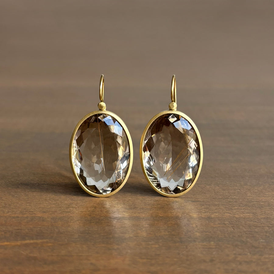 Large Oval Rutilated Quartz Earrings