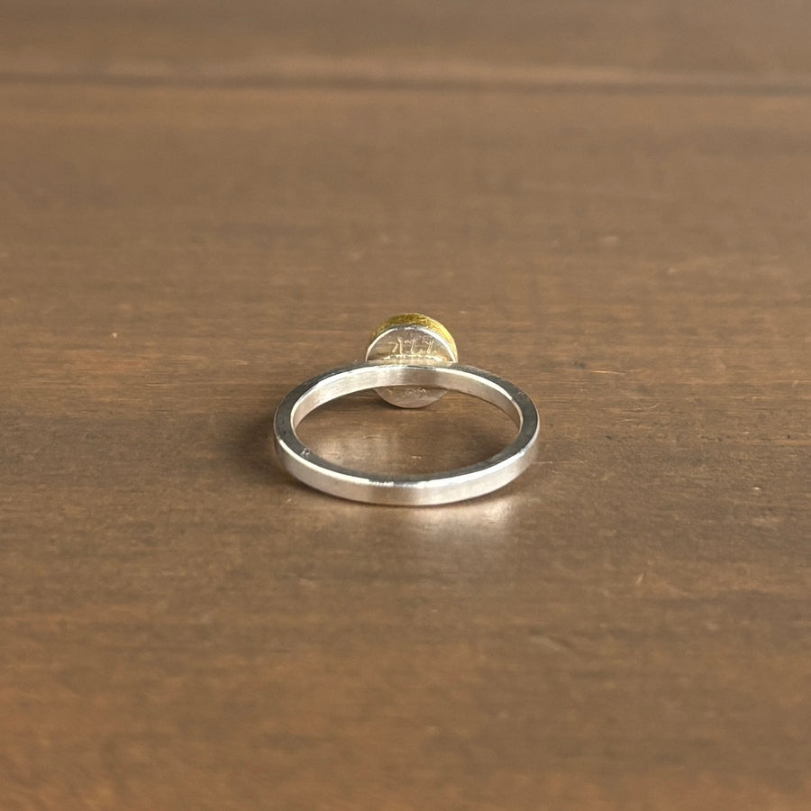 Round Rutilated Quartz Cabochon Ring