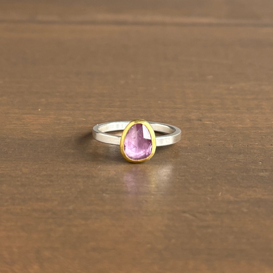 Rose Cut Pink Sapphire Ring