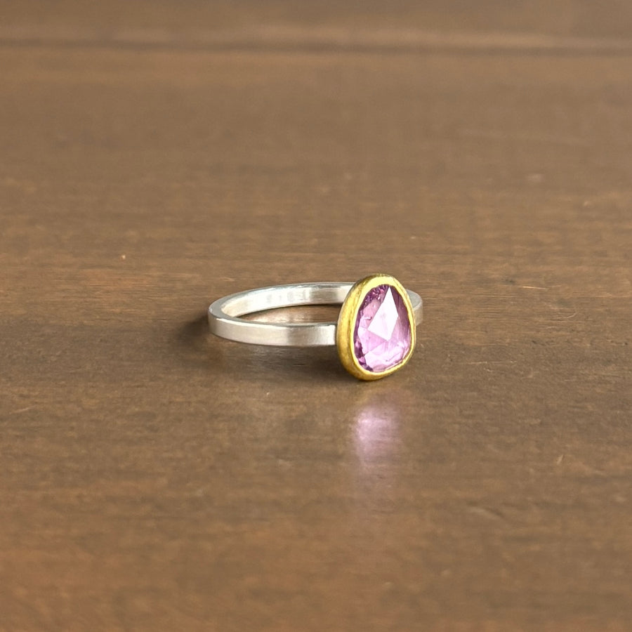 Rose Cut Pink Sapphire Ring