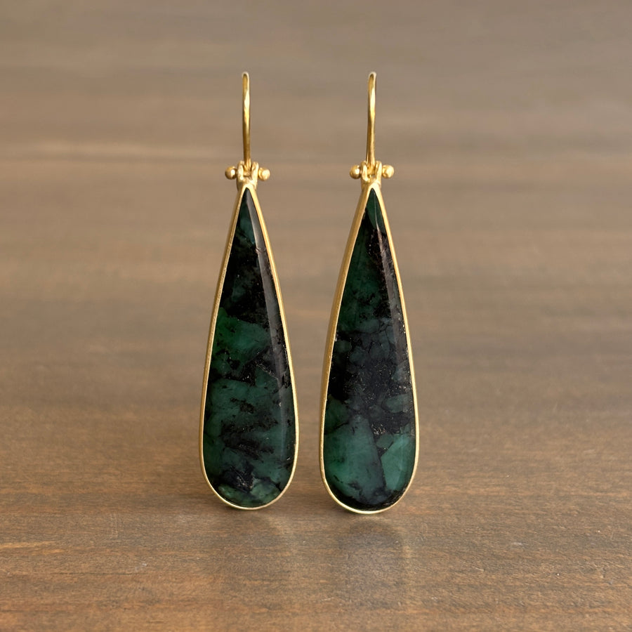Long Emerald Teardrop Earrings