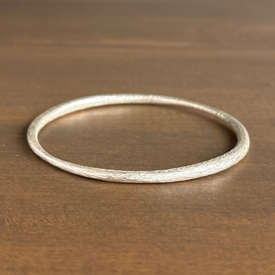 Silver Round Tapered Bangle Bracelet