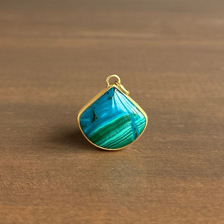 Chrysocolla in Malachite Wide Teardrop Pendant