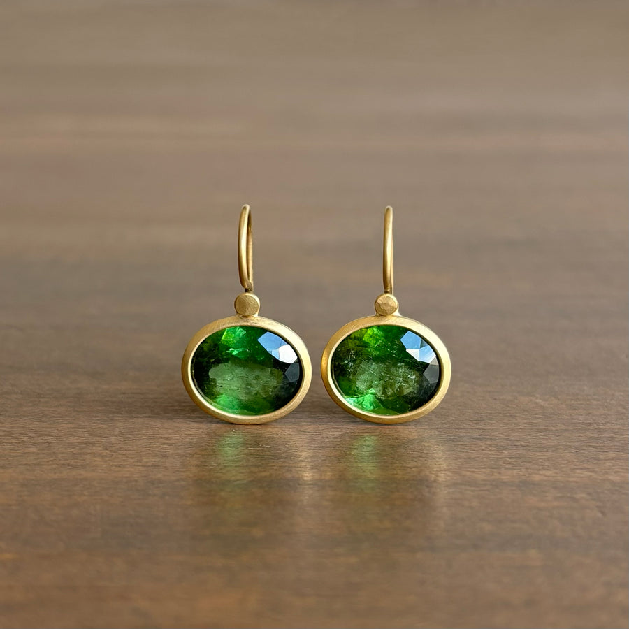 Oval Green Tourmaline Earrings