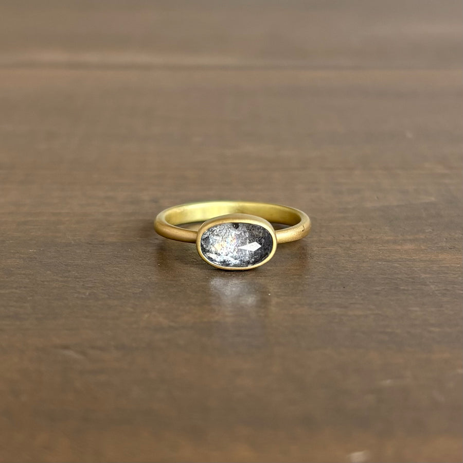 Peppery Oval Diamond Ring