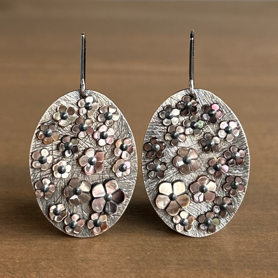 Mother of Pearl Flower Mosaic Earrings