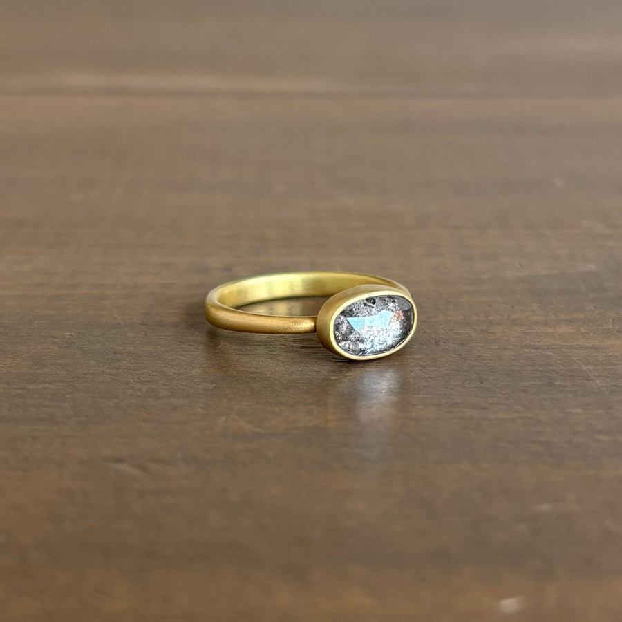 Peppery Oval Diamond Ring