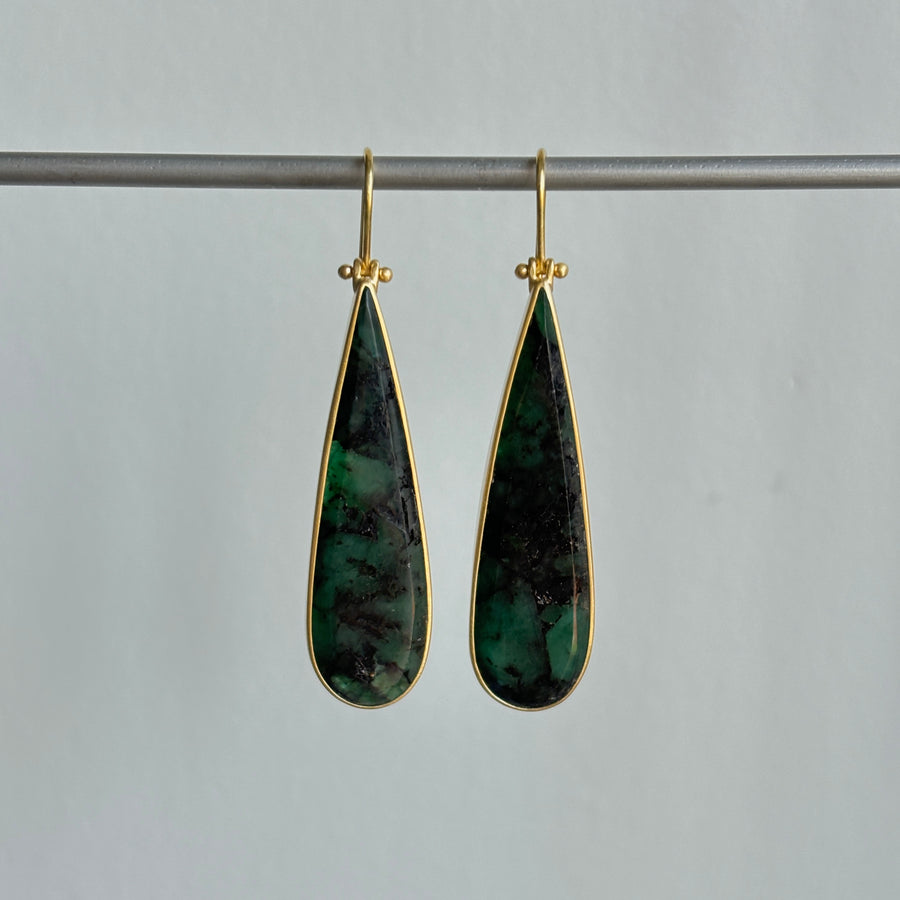Long Emerald Teardrop Earrings
