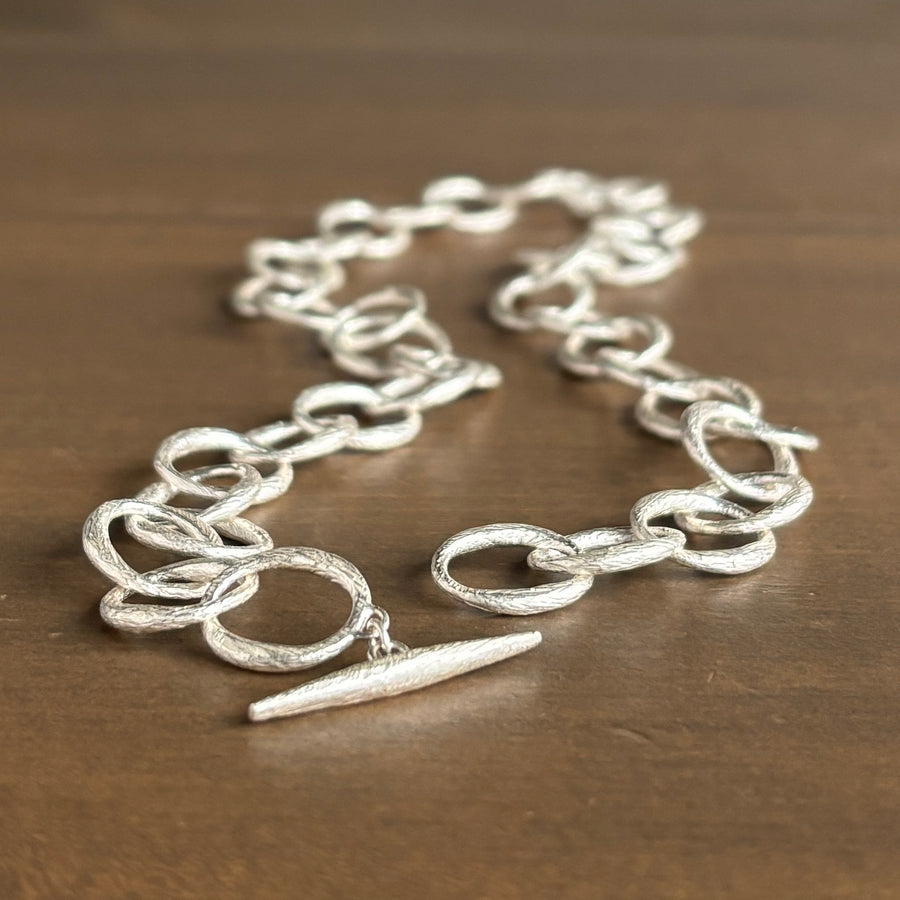 Silver Tapered Oval Link Chain Necklace