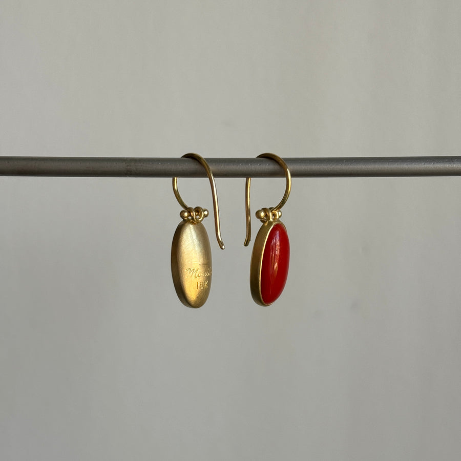 Elongated Oval Coral Earrings