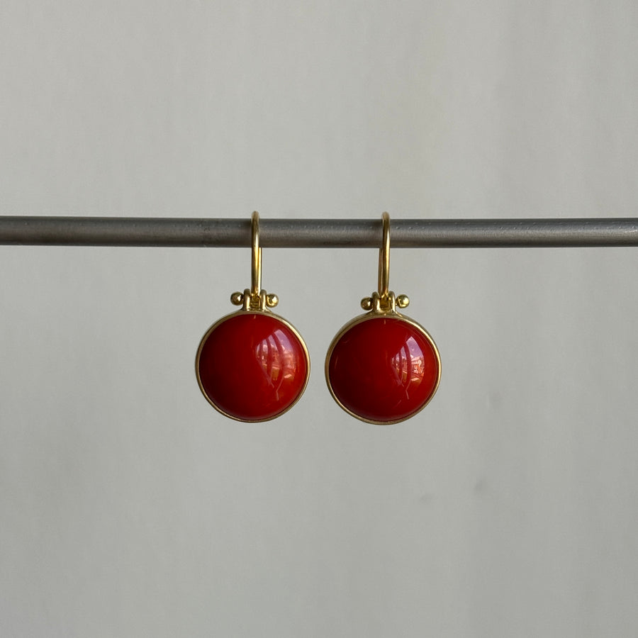 Round Coral Earrings