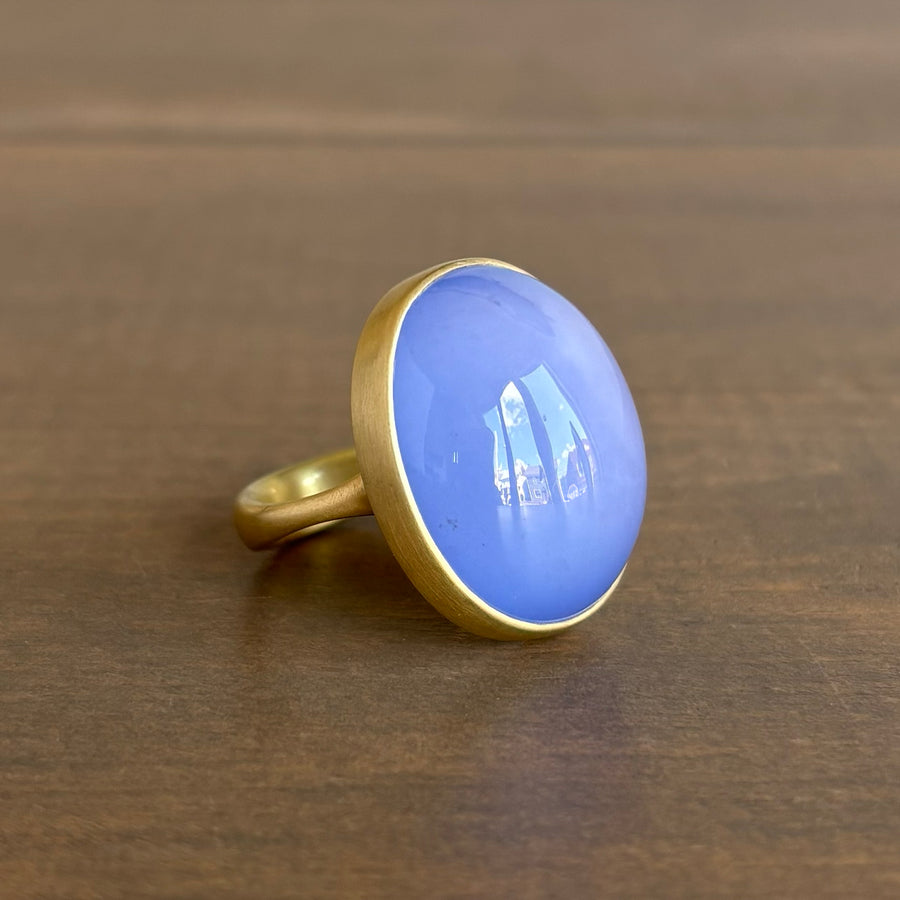 Large Oval Blue Chalcedony Ring