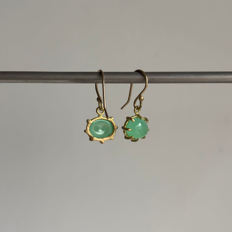 Mini Oval Chrysoprase Earrings