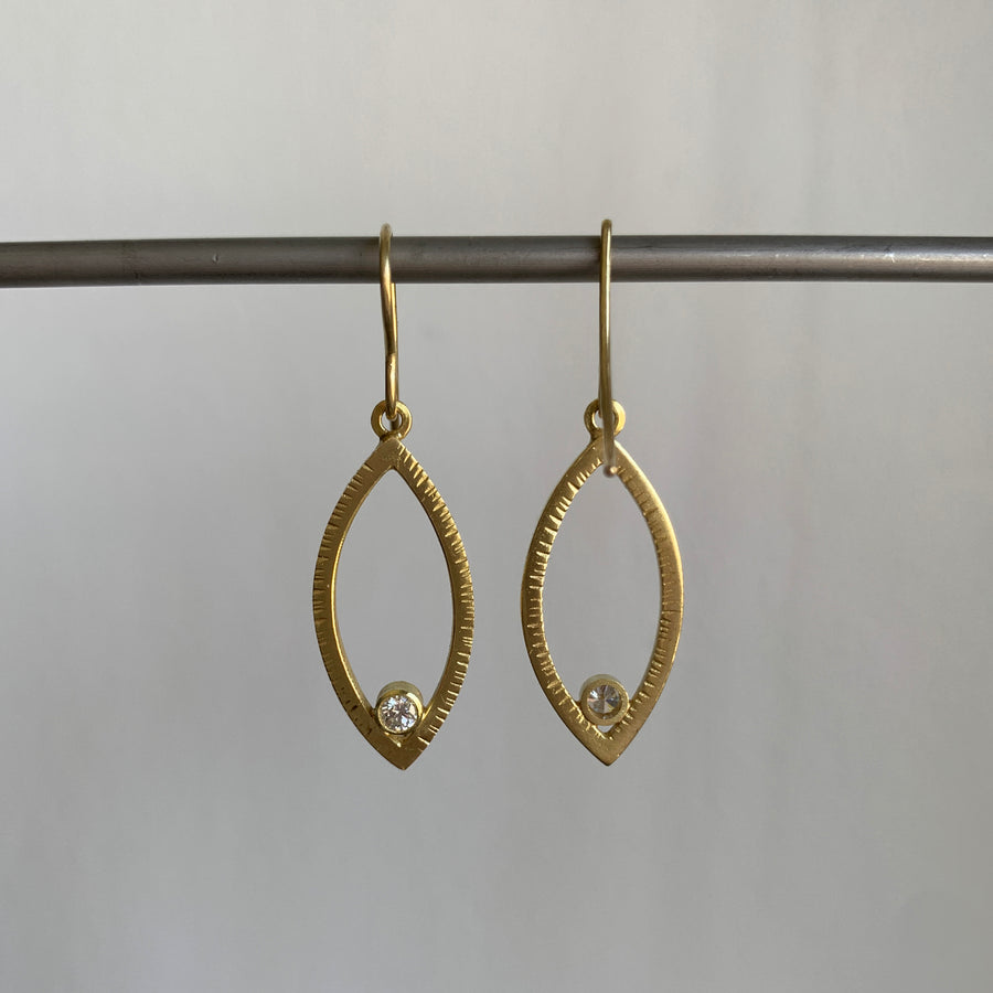 Gold Marquise Earrings with Diamonds