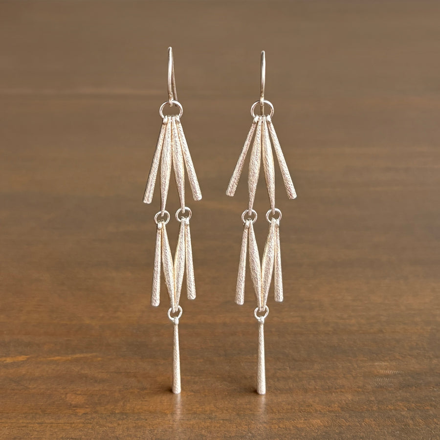 Silver Rice Link Chandelier Earrings
