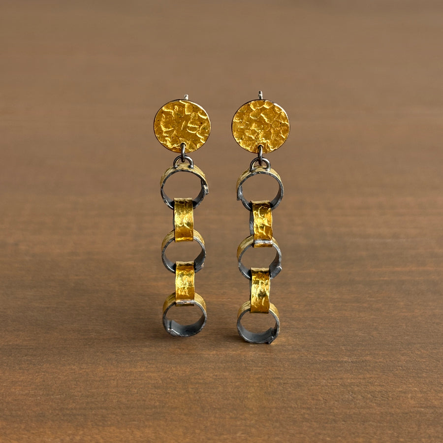 Hammered Link Post Earrings