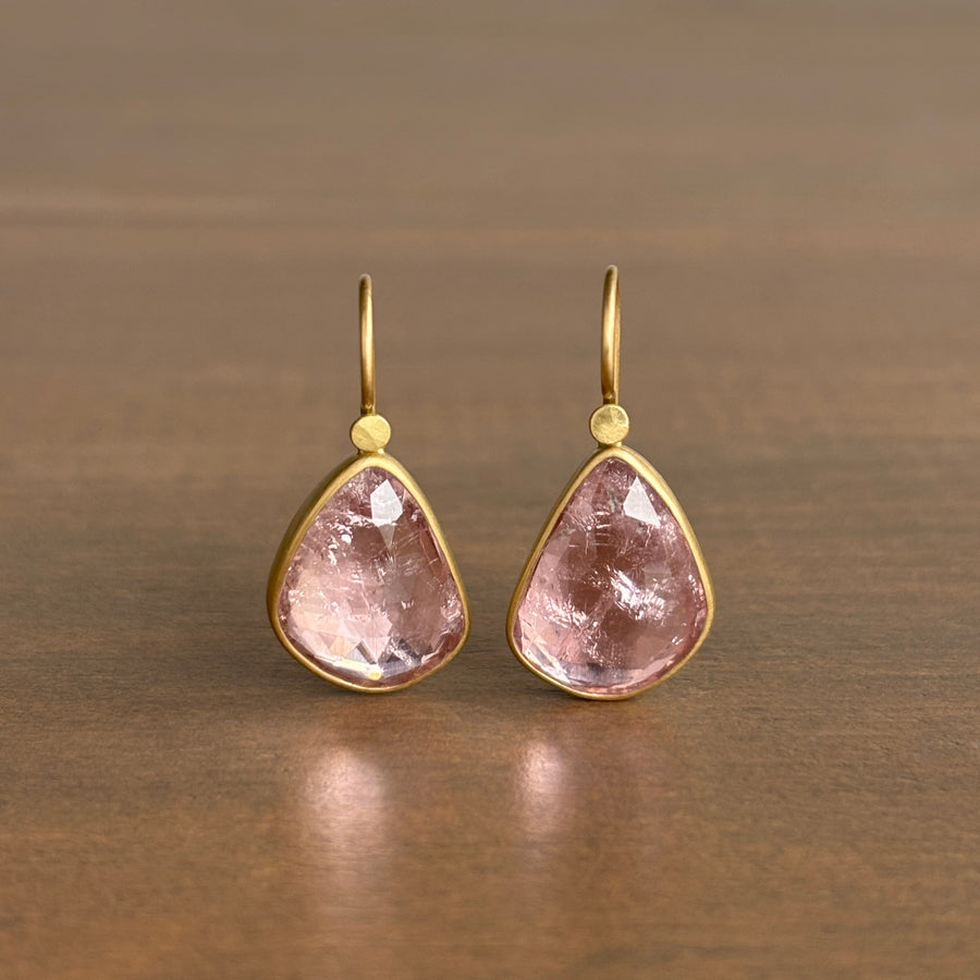 Powder Pink Tourmaline Drop Earrings